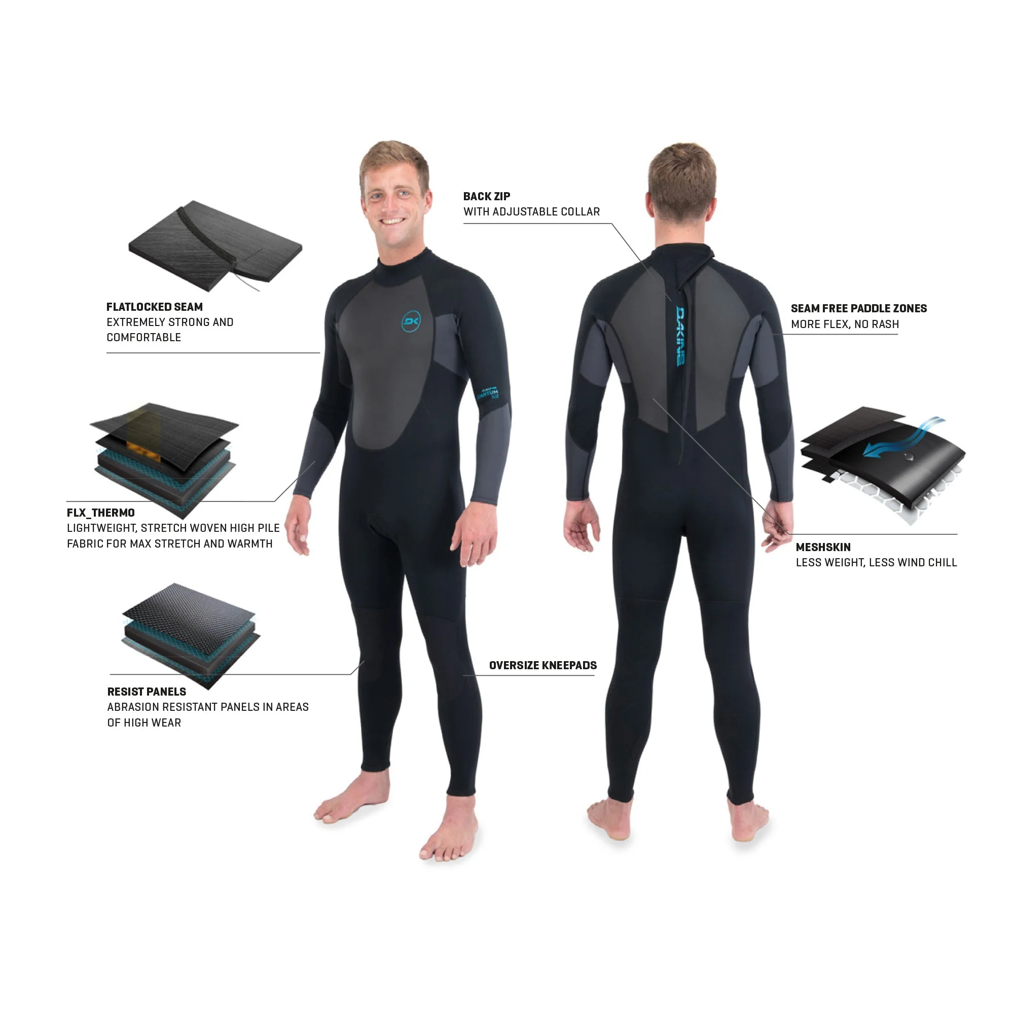 Dakine Mens Quantum Back Zip 3/2mm F/L - Image 2