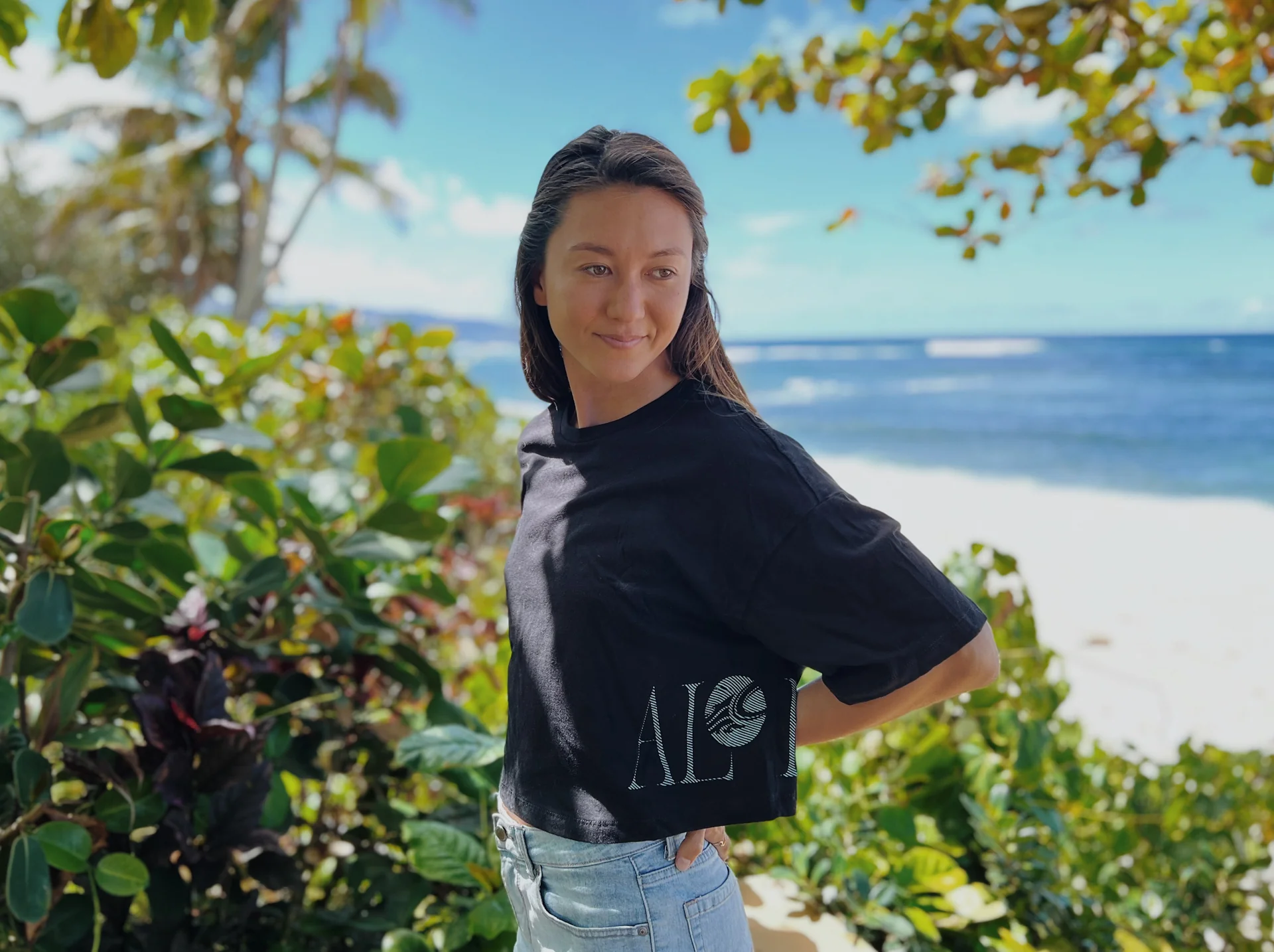 CAB W CROP ALOHA TEE BLK M - Image 2